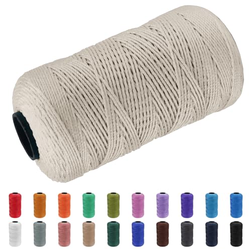 CAMAL Polypropylene Garn 1,5mm x 200m Häkelgarn für Taschen Makramee Garn für Handtasche Häkeln Polypropylene Yarn für Handwerk Wohndekorationen, Platzteller, Umhängetasche (Weiß Rauch) von CAMAL