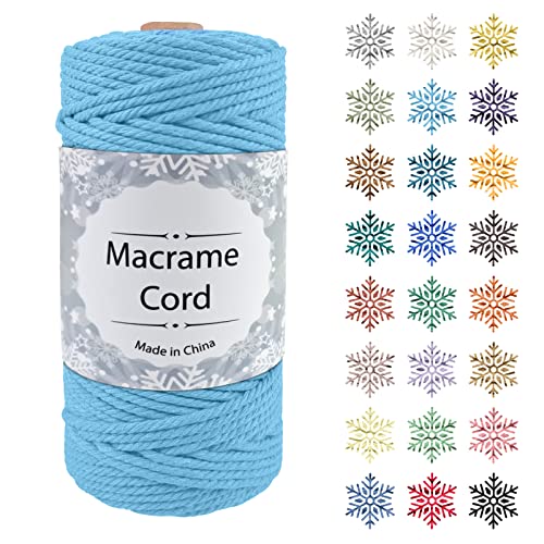 Makramee Garn, CAMAL 3mm x 100m Baumwollgarn Kordel Baumwollkordel für Wandbehänge, Pflanzenhalter, Geschenkverpackungen und Dekorationen (3mm x 100m, Himmelblau) von CAMAL