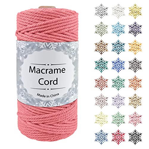 Makramee Garn, CAMAL 3mm x 100m Baumwollgarn Kordel Baumwollkordel für Wandbehänge, Pflanzenhalter, Geschenkverpackungen und Dekorationen (3mm x 100m, Wassermelonen pink) von CAMAL