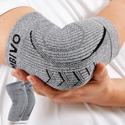 CAMBIVO Ellenbogenbandage 2 Pack, Tennisarm Bandage mit 3D Strickstoff, Ellenbogen Bandagen Herren Damen für Sehnenentzündung, Golferarm, Arthritis, Gewichtheben und Basketball von CAMBIVO