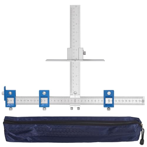 Locher Locator Bohrführung, CAMWAY Bohrhilfe Bohrführungshülse Schrank Hardware Jig Schablone, Imperial & Metrisch, Aluminiumlegierung Holzbohrdübel Lineal Messwerkzeug für die Montage von Griffen von CAMWAY