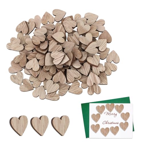 100 Stück Holzherzen Deko, 12mm Holz Herzen Basteln, Klein Holzherzen zum Beschriften, Streudeko Holzherzen Deko, Hochzeit Holzschilder, für Tischdekoration, DIY Dekorationen, Hochzeitsdekoration von CANCYCC