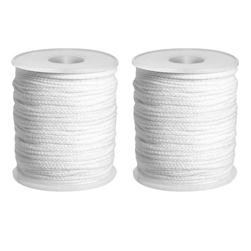 2 Rollen Docht 61m Kerzendochte Baumwolldocht Handmade Geflochtene Kerzedocht Rauchfrei Kerzendochte für Kerzen Cotton Candle Wick für die Kerzenherstellung DIY Kerze Öllampe Weihnachten von CANCYCC