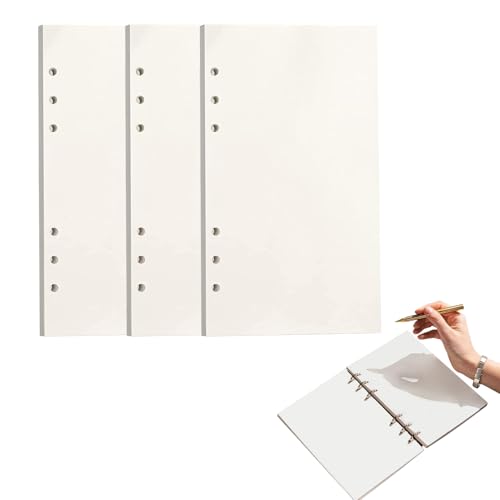 3 Packungen A5 Nachfüllpapier Blanko, 135 Blätter A5 Papier Nachfüllbare, 6 Löcher Refill Paper Ringbucheinlagen, 21x14.2 cm Papier Nachfülleinlagen für Filofax Notizbuch Skizze Einsätze von CANCYCC