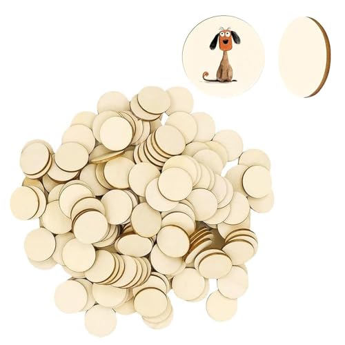 400 Stück Runde Holzscheiben zum Basteln, 2cm Unbehandelte Naturholzscheiben, Holzscheiben Klein, Blanko Holzkreise Ornamente Holzschilder für DIY Handwerk Hochzeit Mittelstücke Bemalen Scrapbooking von CANCYCC