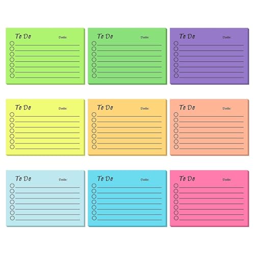 9 Stück Haftnotizen, 450 Blätter To Do Liste Haftnotizblock Linierte Notizzettel Sticky Notes Selbstklebend für Planer Erinnerung Büro Zuhause Schule Zubehör von CANCYCC