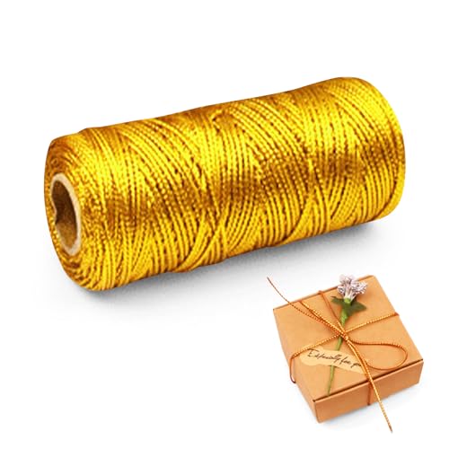 Kordel Gold 2 mm, Gold Metallic Kordel 100M, Glitzer Goldschnur zum Basteln, Geschenkband Gold, Unelastisch Kordelband Goldfaden zum DIY Bastelschnur für Weihnachten Dekoration Geschenkverpackung von CANCYCC