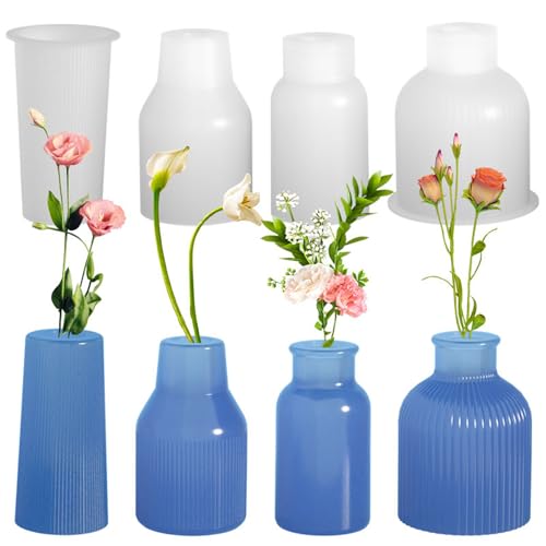 Vase Silicone Mould, 4 Stücke Vase Silikonform, DIY Vases Resin Formen, Handgefertigte Silikonform, Vase Gießformen, Epoxidharz Formen für die Herstellung von Blumenvase und Heimdekoration von CANCYCC