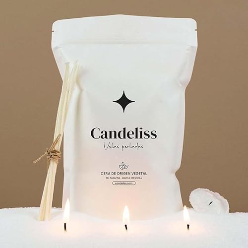 CANDELISS Kerzensand mit Docht Set 500g. Kerzen sand perlenkerzen Pearled candle powder wax set Wachsperlen wachsgranulat für kerzen granulat (500g) von CANDELISS