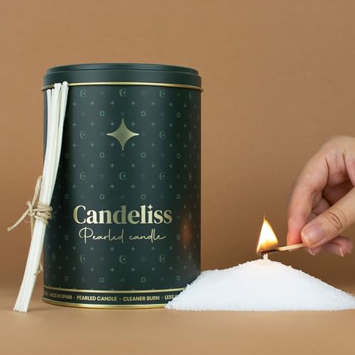 CANDELISS Kerzensand mit Docht Set in luxuriöser Metalldose. Kerzen sand perlenkerzen Pearled candle powder wax set Wachsperlen wachsgranulat für kerzen granulat (Luxury) von CANDELISS