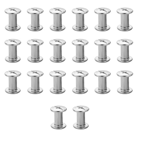 20PCS Nieten für leder,M5*12mm Buchschrauben Edelstahl,Chicago Schrauben Binding Schrauben Hohlnieten Schraubnieten für Bücher Papier Gürtel Hundeleinen DIY Basteln Bookbinding,Buchbinderei (Silbrig) von CANGCANG