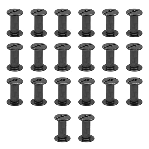 CANGCANG 20PCS buchschrauben M5*10mm Schwarz Glänzend Schraubnieten für Leder, Chicago Schrauben Binding Schrauben Hohlnieten Schraubnieten für Bücher Papier Gürtel Hundeleinen DIY Basteln Bookbinding von CANGCANG