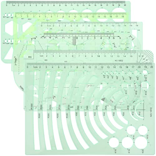 CANIGHT 1 Satz Zeichnungsvorlage Lineal Kreisschablonen Zum Zeichnen Geometrische Zeichnungsvorlage Malschablonen Zeichenwerkzeuge Zeichnungslineal Mechanische Schablonen Plastik Green von CANIGHT