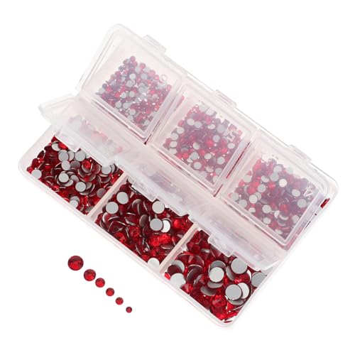 CANIGHT 1 Schachtel Flache Strass-accessoires Diy Zubehör Für Nagel Nagelkunst-edelsteine Maniküre-strass-charme Nail-art-dekorationen Nagelkunstanhänger Selber Machen Rot Glas von CANIGHT