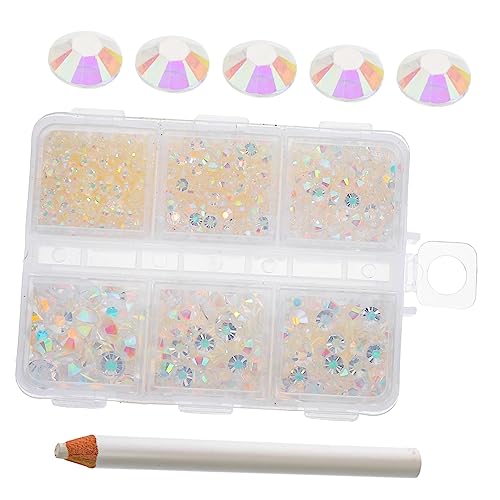 CANIGHT 1 Schachtel Harz-flachbodenbohrer Aufkleber Für Die Handyhülle Nagel Strass Massenaufkleber Nail-art-dekorationen Nagel-edelsteine Nagelkunst-edelsteine 3d-nagelaufkleber Weiß von CANIGHT