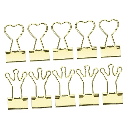 CANIGHT 10St BH-Aufhängeclip Goldchip-Clips Jumbo Schreibwaren Büroklammern die Büroware Büroordner Sortiment an Ordnerklammern kleine Dateiclips verschiedene Büroklammern Metall Golden von CANIGHT