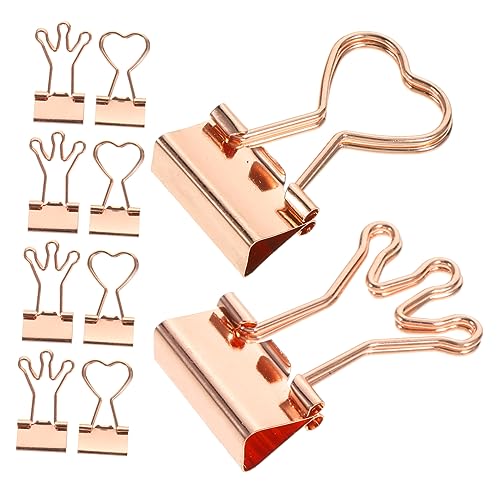 CANIGHT 10st Kabine Klebstoff Zinke Zwischenablage Papier Versiegelung Kleiderbügel Für Hosen Kabelclips Weiß Halter Für Büroklammern Kleine Heftklammern Bindemittel Metall Rose Gold von CANIGHT