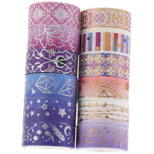 CANIGHT 12 Rollen Himmel Heißpräge Washi Klebeband Handbuch Aufkleber Bastelband Schreibwaren Klebeband Washi Papieraufkleber Sternbild Washi Klebeband Folie Abdeckband von CANIGHT