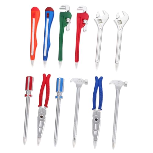 CANIGHT 12 Stück Hardware Werkzeug Stift Lustige Kugelschreiber Crush Metrischer Stift Kinder Werkzeug Spielset Jungen Einziehbarer Multi Tool Stift Tintenstift Stifte Für Büro von CANIGHT