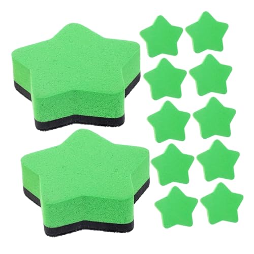 CANIGHT 12St Pentagramm-Radiergummi tragbar Whiteboard löschbar Magnetischer Tafelschwamm Fünfzackiger Radierer trocken abwischbarer Reiniger trockener Tafelwischer Eva-Filztuch Green von CANIGHT