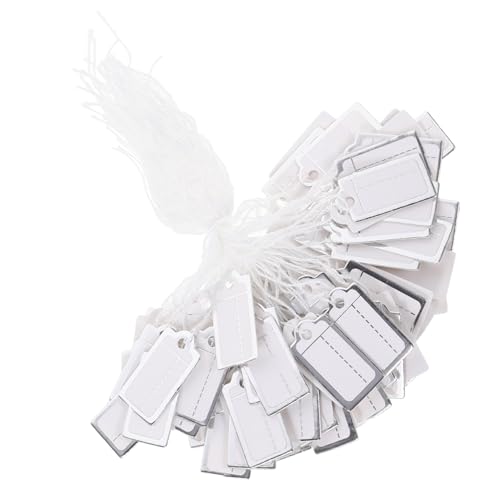 CANIGHT 200St kleidungsetiketten Schmuckanhänger beschreibbare Blanko-Preisschilder Schmuck-Display-Tag Etiketten für Kleidung Preisschilder aus Papier Kleideranhänger Baumwollfaden Silver von CANIGHT