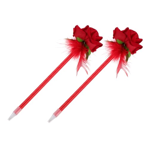 CANIGHT 2St rosafarbener Kugelschreiber Tinte Stift schreibkladde schreibhilfe büroartikel Kugelschreiber mit Blumen office zubehör bürogadges Partygeschenk Blumen Kugelschreiber Stoff rot von CANIGHT