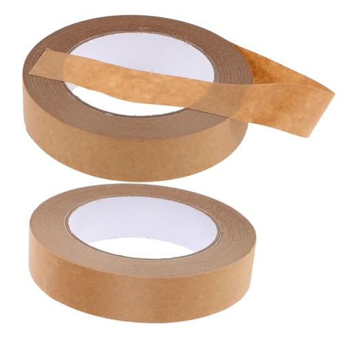 CANIGHT 2st Klebeband Packpapier Kleben Dichtband Aus Pappe Nachhaltiges Verpackungsband Kraftband Zum Verpacken Natürliches Papierband Gummiertes Papierband Rahmenband Brown Kraftpapier von CANIGHT