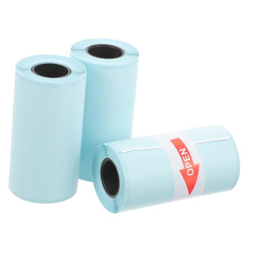 CANIGHT 3 Rollen Selbstklebende Aufkleber Drucker Aufkleber Tragbare Aufkleber Thermische Aufkleber Selbstklebendes Druckerpapier Aufkleber Für Druckeretiketten Korrekturetikett Blue von CANIGHT