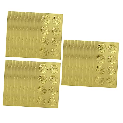 CANIGHT 30 Blätter Aufkleber Mit Wachssiegel Dichtungssatz Wachs Schmilzt Kleine Etikettenaufkleber Hochzeits-umschlagsiegel Aufkleber-etiketten Schmelzer Bausatz Pvc Selbstklebend Golden von CANIGHT