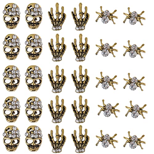 CANIGHT 30 Stücke Halloween Legierung Schädel Nagel Charms Einzigartige Nail Art Dekoration DIY Ornament von CANIGHT