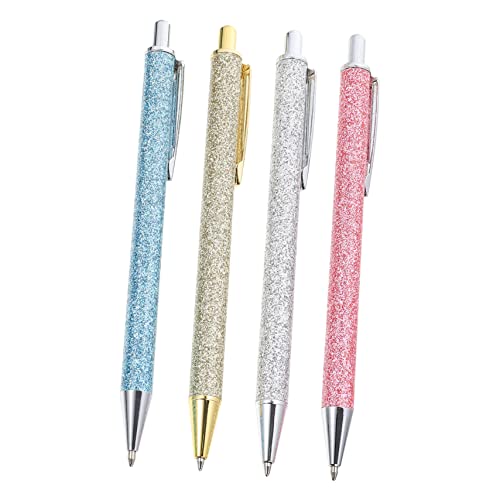 CANIGHT 4 Stück Kugelschreiber Farbstifte mit feiner Spitze funkelnde Gelstifte metrischen Stift zerdrücken ballpoint pen kugleschreiber Stifte aus Metall Schreibstift aus Metall Pu von CANIGHT