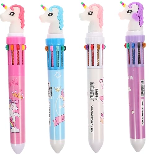 CANIGHT 4 Stück Kugelschreiber Neuheitstifte Stifte mit feiner Spitze Multi-Stift schreibutensilien schreibkladde Zeichenstift für die Schule tragbarer mehrfarbiger Stift Abs Colorful von CANIGHT