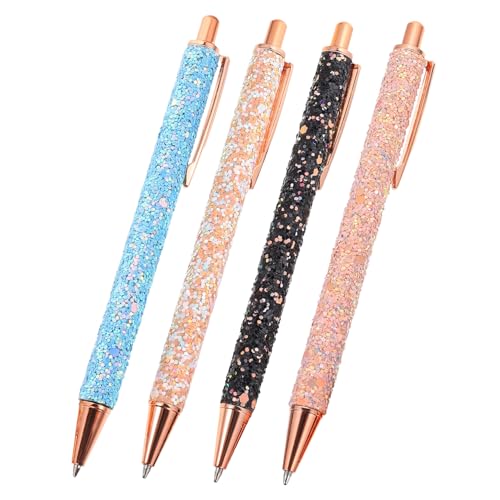 CANIGHT 4 Stück Kugelschreiber einziehbare Schreibstifte Bunte Stifte Farbstifte mit feiner Spitze glitzernde ausgefallene Stifte photostickomni scrabook Druckstift Aktivitätsgeschenk Pu von CANIGHT