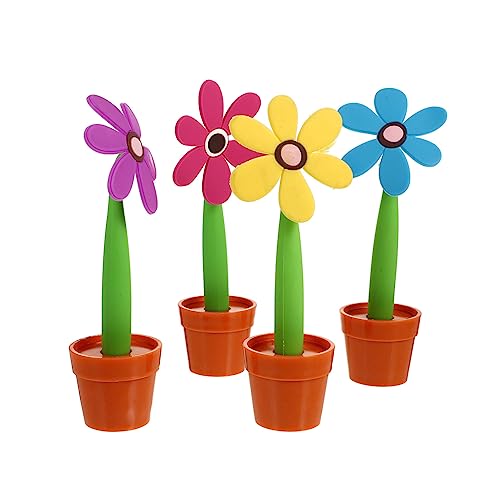 CANIGHT 4 Stück Kugelschreiber für Kinder Blumenstifte Schulkugelschreiber Kugelschreiber mit künstlichen Blumen schulzeug farbige kugelschreiber Schreibstift Kugelschreiber für Schüler von CANIGHT