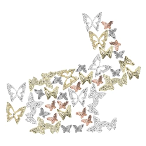 CANIGHT 40 Stück Nagelanhänger Für Frauen Nägel Maniküre Zubehör Nagelkunst Anhänger Schmetterlingsverzierung Legierungs Strasssteine von CANIGHT