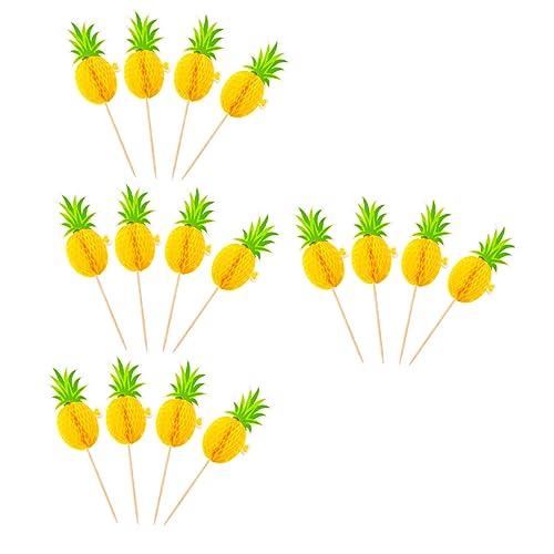 CANIGHT 60 Stk Flamingo-kuchen-einsatz Geburtstagskuchen-picks Obstkuchen Cupcake Topper Mit Ananas Kucheneinsatz Ziert Erdbeerkuchen Hawaii Flamingos Dekor Fruchtdekor Party Yellow Papier von CANIGHT