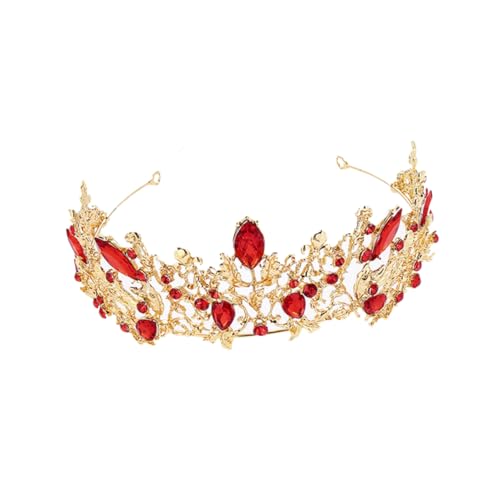 CANIGHT Braut Tiara Hochzeit Diademe Hochzeits-haarband Braut-tiara Goldene Tiara Hochzeitshaarschmuck Kopfbedeckungen Für Damen Hochzeitsgeschenke Prinzessinnen-stirnband Brautkrone Rot von CANIGHT