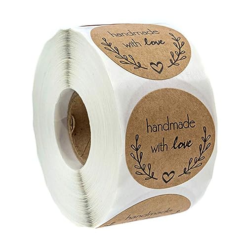 CANIGHT Kraftpapier Geschenkaufkleber Selbstklebend 1 Rolle Mit 500 Romantischen DIY Stickern Für Geschenkpacks Backetiketten Und Kreative Verpackungen Für Valentinstag Und Besondere von CANIGHT