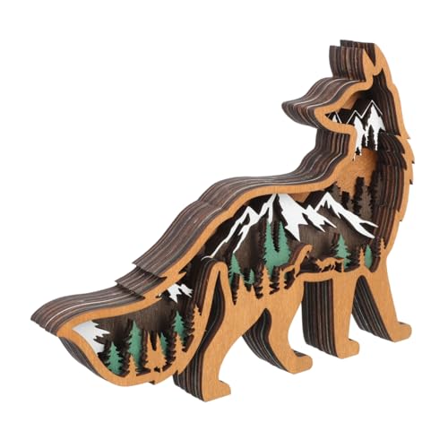 CANIGHT Tierornamente aus Holz Dekorationen für zu Hause Bastelgeschenk Desktop-Wolf-Skulptur Tierwelt Figur weihnachtsdeko REH Holzfiguren Weihnachten Hausbedarf Waldtierhandwerk Colorful von CANIGHT