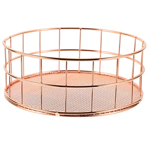 CANIGHT Waschtisch runder Drahtkorb Halter für Büroklammern Netzkorb Drahtkorb rund storage boxes aufbwahrungs-box Aufbewahrungskorb für die Küche Aufbewahrungskörbe aus Eisen Rose Gold von CANIGHT