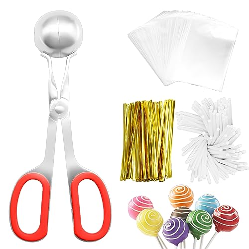 301 Cake Pop Treat Cake Pop Stiel Wrapper Set, inklusive 100 papierartigen Lutscherstäbchen, Cake Pop Beuteln und goldenen Drehbändern, 1 Cake Pop Schaufel für Herstellung von Süßigkeiten Lutscher von CANIPHA