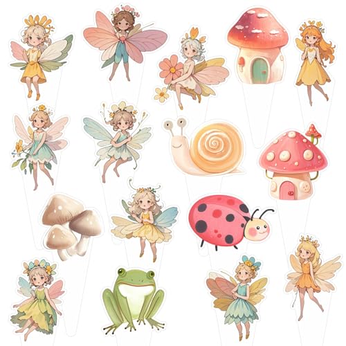 48Pcs Fairy Cupcake Toppers, Fairy Cake Dekorationen, Fairy Party Supplies für Fairy Birthday Party von CANIPHA