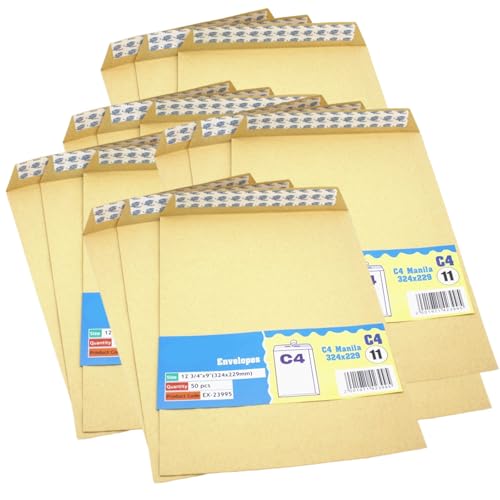 50 Set Papierumschläge A 4 Briefumschläge Selbstklebende Briefumschläge Briefumschlag Braun Versandtasche für Büro von CANNXI