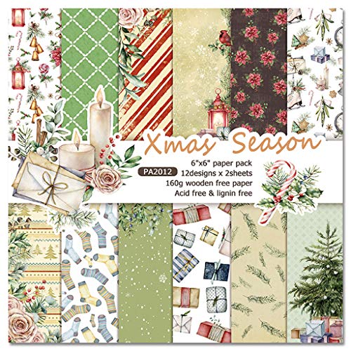 CANNXI Siegelaufkleber, 24 Stück, 15,2 x 15,2 cm, S-Season-Hintergrund-Papierblock für Scrapbooking, Dekoration, Tagebuch von CANNXI