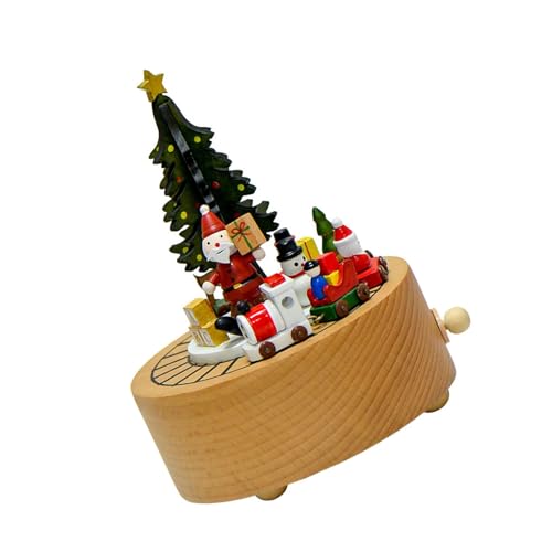 CANNXI Weihnachtsmann-Weihnachtsbaum-Spieluhr, drehbar, Holzfigur, Spieluhr für Wohnzimmer, Schlafzimmer, Dekoration von CANNXI