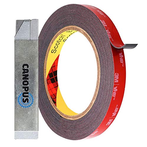 CANOPUS Profi 5952 Doppelseitiges Klebeband Extra Stark, Wasserdicht klebeband (12,5mm x 3m), Schwerlast Wasserfest Montageklebeband für LED-Streifen, Wohnkultur, Schwarz von CANOPUS