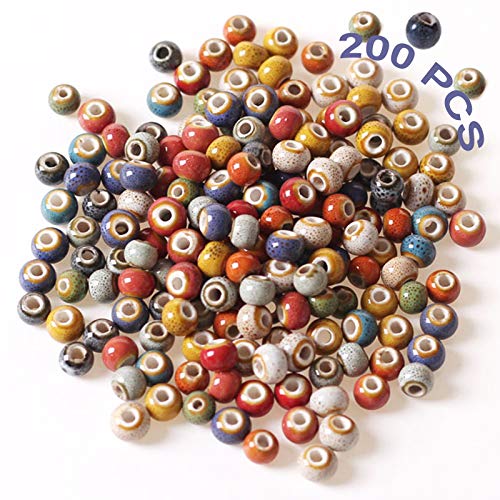 Keramikperlen zum Auffädeln, 200 Stück 6mm Bastelperlen Ceramic Bead, Kugel Diy Manuelle Perlen Runde, Lose Perlen Bunte Perlen Basteln Spacer für Armband Halskette Diy Schmuck von CANRNYACBZ