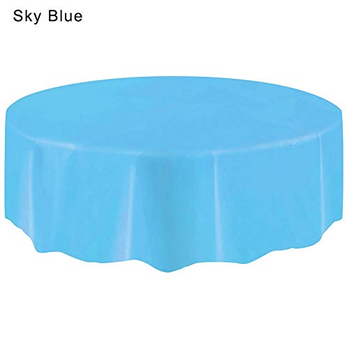 CAOQAO Abwischbare Abdeckungen Abdeckung große Party-Tischdecke Kunststoff-Tuch Tisch kreisförmige Küche, Esszimmer & Bar Tischböcke Mit Ablage (Sky Blue, One Size) von CAOQAO