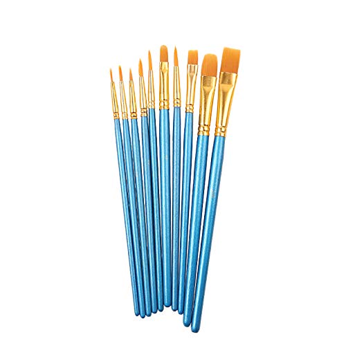 CAOQAO Gouache-Ölfarben-Set, Pinsel, 10-teilig, Pinsel, Nasskamm für lockiges Haar (mehrfarbig, Einheitsgröße) von CAOQAO