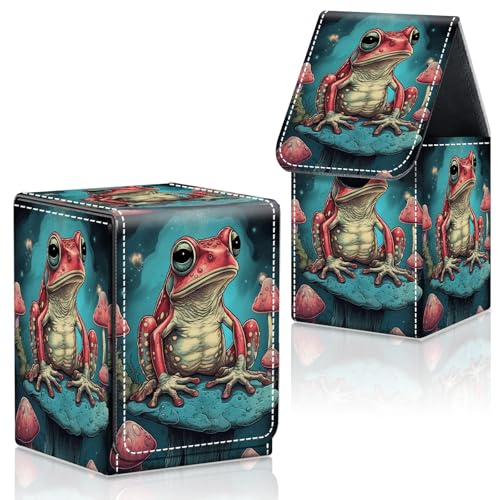 CAPAUNVDA Kartendeck-Box für MTG Commander Sammelkarten mit Magnetverschluss, Premium-Karten-Aufbewahrungsbox für MTG TCG CCG Magic Karten, Frosch Pilz Unkraut von CAPAUNVDA